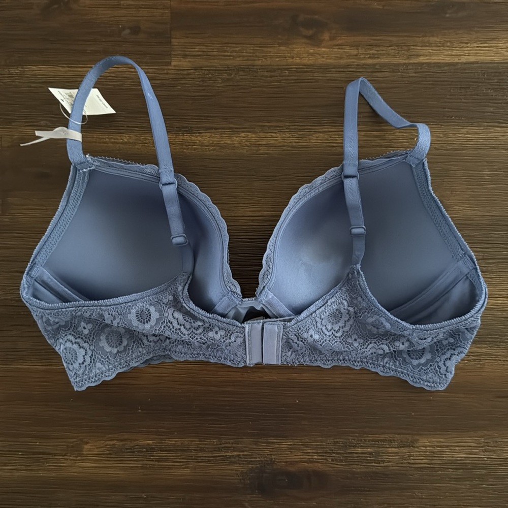 American Eagle Aerie Blue Lace Push-up Plunge Bra 36B NWT - Picture 5 of 8